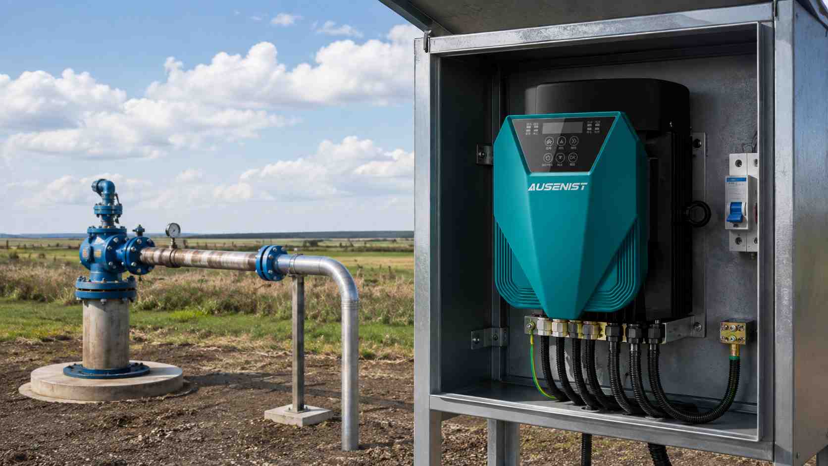 AUSENIST special-voltage VFD reference for a 5.5kW borehole pump