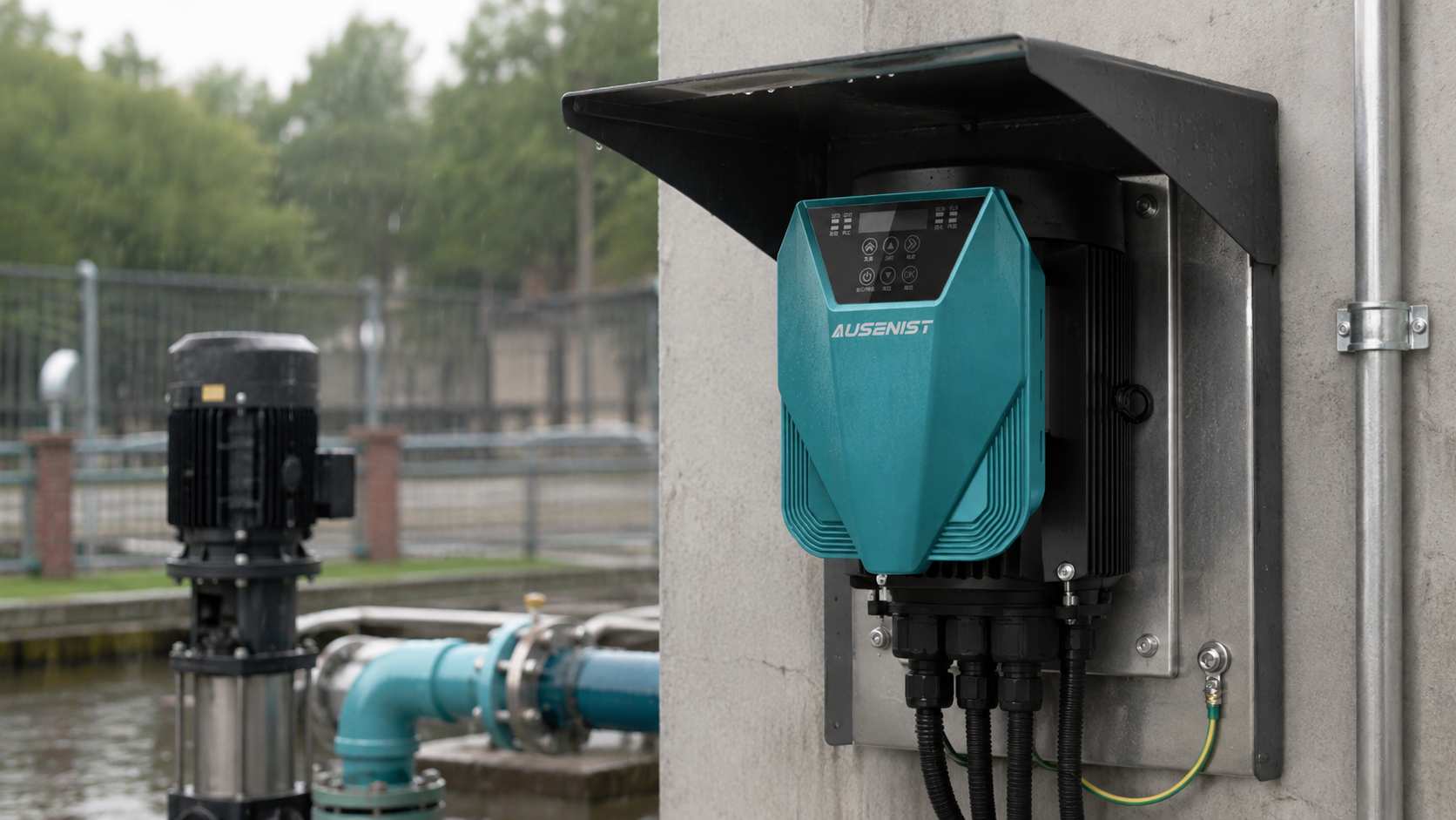 AUSENIST outdoor pump inverter installed under proper weather protection